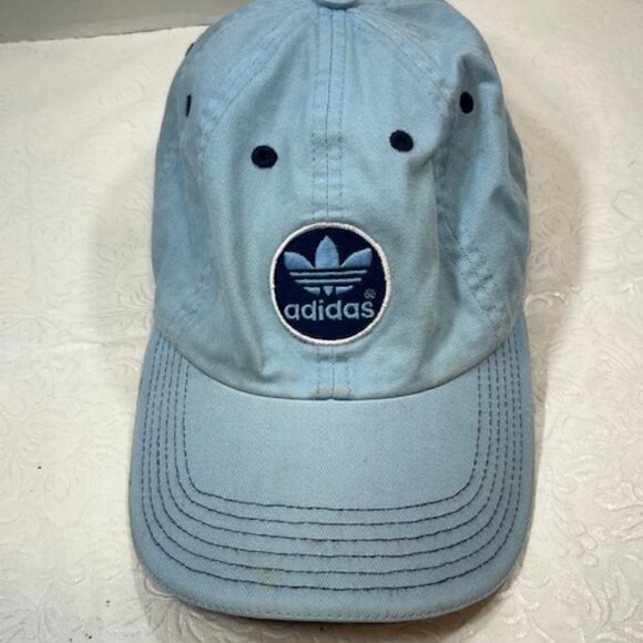 Adidas Washed Blue Cotton Adjustable Strapback Cap Hat - Picture 2 of 12